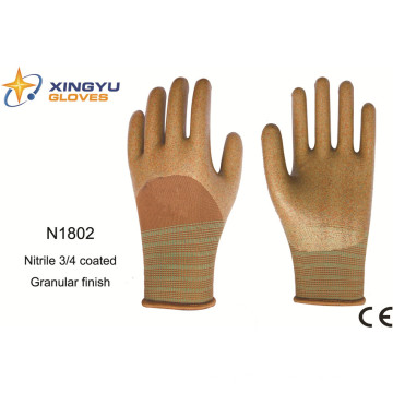 Polyester Shell Nitrile Coated Saftey Work Gloves (N1802)